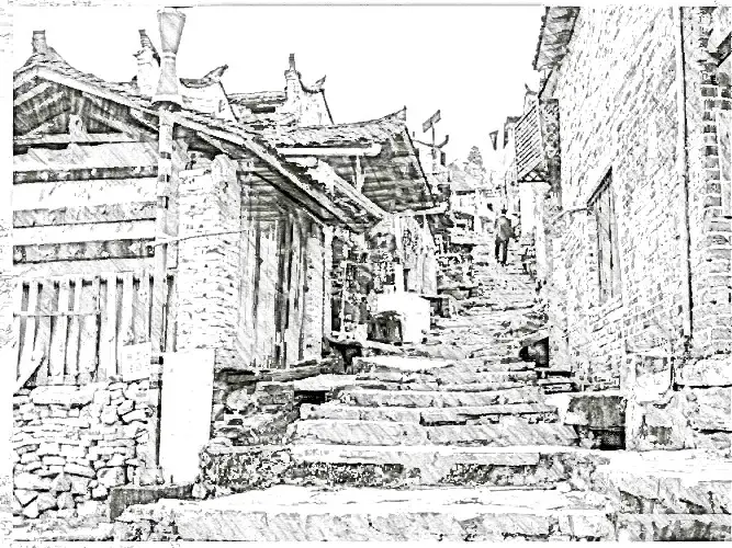 1990年在韶关近郊瑶寨田野调查的建筑速写